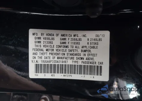 2013 Acura Tl 3.5 Special Edition z USA, uszkodzony, nr VIN 19UUA8F32DA018497